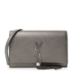 Metallic Smooth Calfskin Classic Monogram Kate Tassel Chain Wallet Grey - Image 3