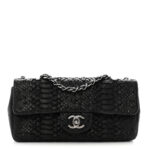 Metallic Snakeskin Sequin Flap Black