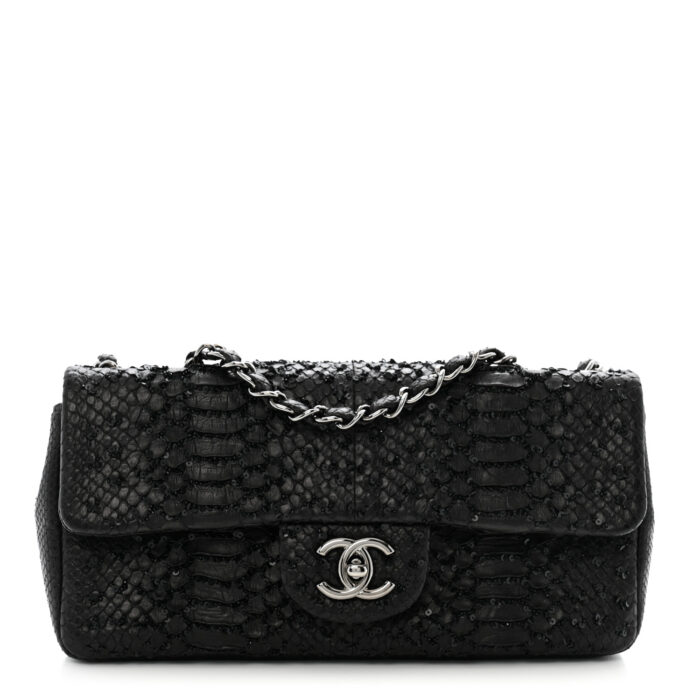 Metallic Snakeskin Sequin Flap Black - Image 1
