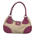 Moon cloth handbag Light Beige with Deep Pink Accents - Image 6