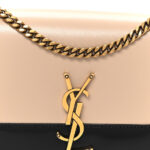 Nappa Patent Calfskin Two-Toned Small Monogram Kate Satchel White Seal - Image 3