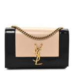 Nappa Patent Calfskin Two-Toned Small Monogram Kate Satchel White Seal