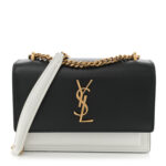 New Aspen Calfskin Bi-Color Monogram Sunset Chain Wallet Black Dirty White