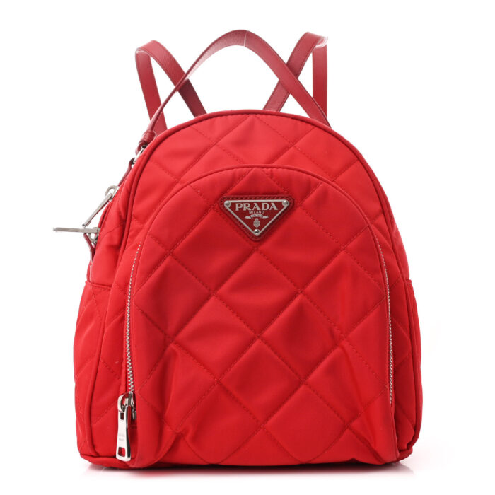 Nylon Tessuto Impuntu Quilted Backpack Rosso - Image 1