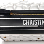 Padded Etoile Calfskin Embossed Medium Dior Vibe Zip Bowling Bag Silver Black - Image 8