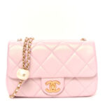 Pearly Lambskin Pearl Quilted Small Flap Pink - Image 11