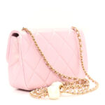 Pearly Lambskin Pearl Quilted Small Flap Pink - Image 12