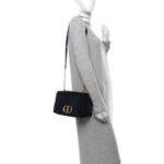 Rabbit Fur Alligator Crystal Cannage Medium Caro Bag Navy - Image 2