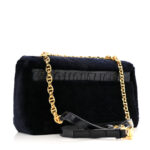 Rabbit Fur Alligator Crystal Cannage Medium Caro Bag Navy - Image 12