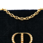 Rabbit Fur Alligator Crystal Cannage Medium Caro Bag Navy - Image 7