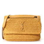 Raffia Calfskin Monogram Medium Niki Chain Satchel Wheat
