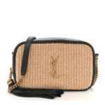 Raffia Canvas Monogram Mini Lou Camera Bag Beige Black - Image 10