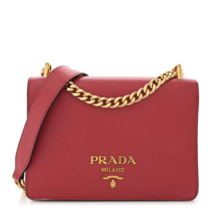 Saffiano Chain Shoulder Bag Fuoco - Image 1