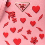 Saffiano City Calf Heart & Flower Small Panier Bucket Bag Pink Red - Image 7