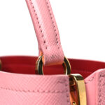 Saffiano City Calf Heart & Flower Small Panier Bucket Bag Pink Red - Image 10