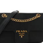 Saffiano Flap Shoulder Bag Black - Image 8