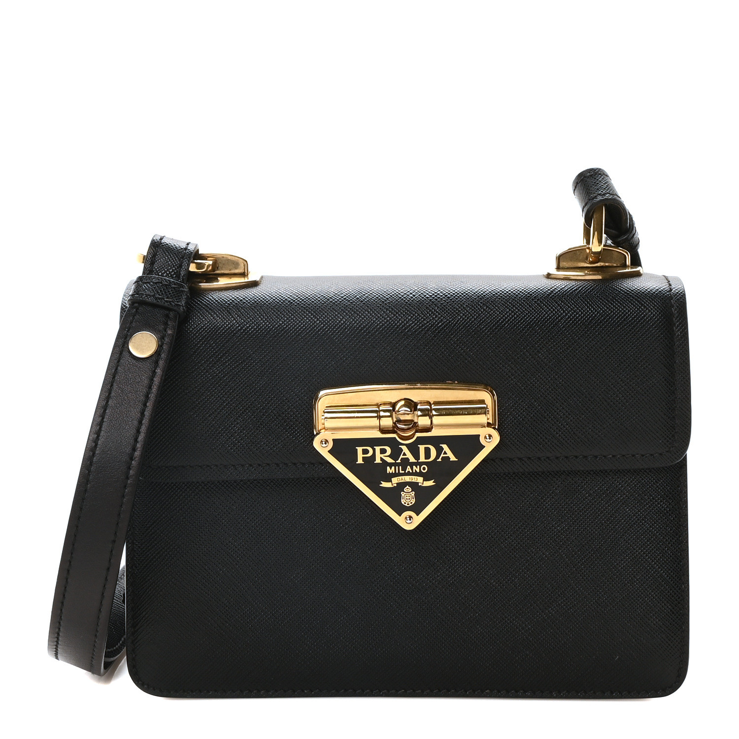 Saffiano Symbole Flap Shoulder Bag Black10 Saffiano Symbole Flap Shoulder Bag Black - Image 1