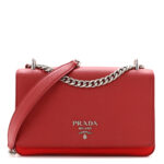 Saffiano Tessuto Nylon Chain Shoulder Bag Rosso