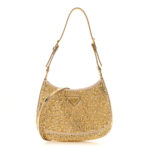 Satin Crystal Cleo Adjustable Strap Shoulder Bag Platino - Image 12
