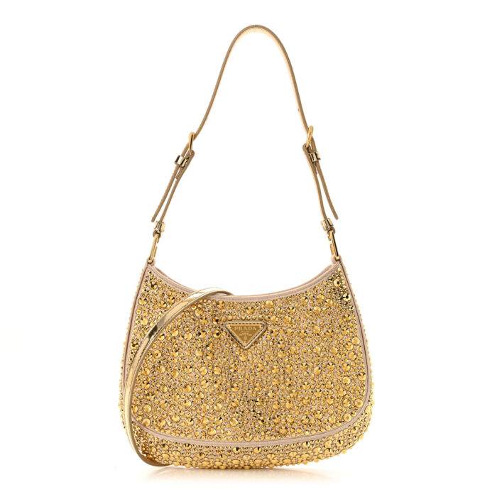 Satin Crystal Cleo Adjustable Strap Shoulder Bag Platino - Image 1