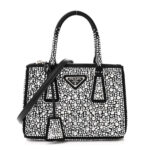 Satin Crystal Mini Galleria Double Zip Tote Metal
