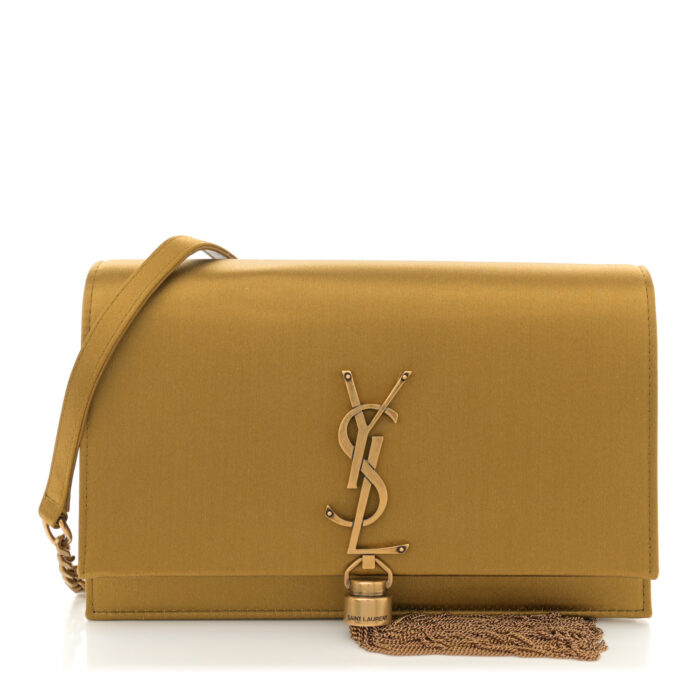 Satin Small Classic Monogram Kate Tassel Satchel Sahara Beige - Image 1