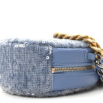 Sequin Chanel 19 Round Clutch With Chain Light Blue - Image 5