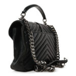 Sheepskin Matelasse Chevron Monogram Medium College Bag Black - Image 3