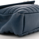 Sheepskin Matelasse Chevron Monogram Medium College Bag Blue Charron - Image 9