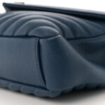 Sheepskin Matelasse Chevron Monogram Medium College Bag Blue Charron - Image 10