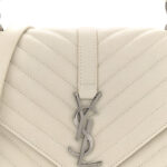 Sheepskin Matelasse Chevron Monogram Medium College Bag Crema Soft - Image 9