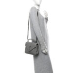 Sheepskin Matelasse Chevron Monogram Medium College Bag Granite - Image 2