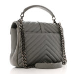 Sheepskin Matelasse Chevron Monogram Medium College Bag Granite - Image 14