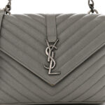 Sheepskin Matelasse Chevron Monogram Medium College Bag Granite - Image 8