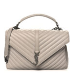 Sheepskin Matelasse Large Monogram College Satchel Light Grey - Image 3