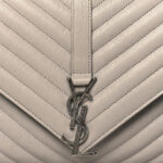 Sheepskin Matelasse Large Monogram College Satchel Light Grey - Image 9