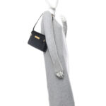 Shiny Calfskin Crocodile Embossed Small Manhattan Baguette Black - Image 2