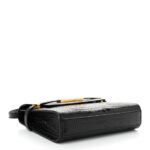 Shiny Calfskin Crocodile Embossed Small Manhattan Baguette Black - Image 4
