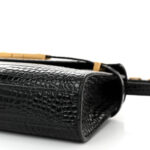 Shiny Calfskin Crocodile Embossed Small Manhattan Baguette Black - Image 9