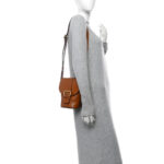 Shiny Calfskin Mini Saddle Bag Clay Brown - Image 2