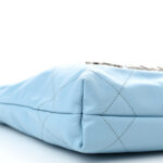 Shiny Calfskin Quilted Mini Chanel 22 Light Blue - Image 6