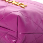 Shiny Calfskin Quilted Mini Chanel 22 Purple - Image 10