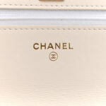 Shiny Calfskin Quilted Multicolor Top Handle Wallet On Chain WOC White - Image 5