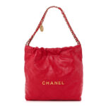 Shiny Calfskin Quilted Small Chanel 22 Red