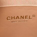 Shiny Crumpled Lambskin Quilted Large Trendy Chain Around Hobo Dark Beige - Image 10