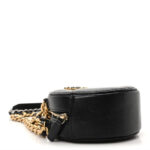 Shiny Goatskin Quilted Chanel 19 Round Clutch With Chain Black - Image 3