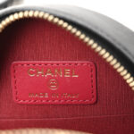 Shiny Goatskin Quilted Chanel 19 Round Clutch With Chain Black - Image 8
