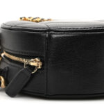 Shiny Goatskin Quilted Chanel 19 Round Clutch With Chain Black - Image 5