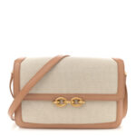 Smooth Calfskin Cotton Canvas Le Maillon Satchel Natural Beige - Image 13