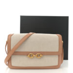Smooth Calfskin Cotton Canvas Le Maillon Satchel Natural Beige - Image 12